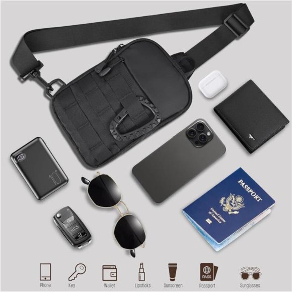 Small Sling Bag for Men,Tactical Inspired Waterproof Utility EDC Mini Chest Bag - Picture 7 of 8